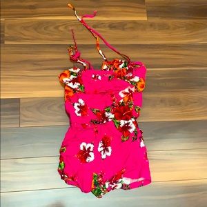 Hot pink Hawaiian romper